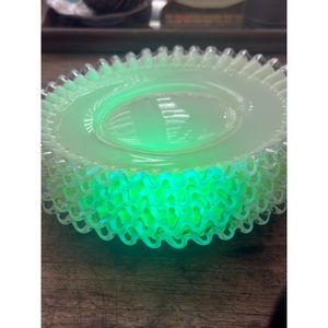 RARE! FENTON SILVER CREST 1940-41 CUSTARD GLASS  URANIUM VASELINE UV GLOW